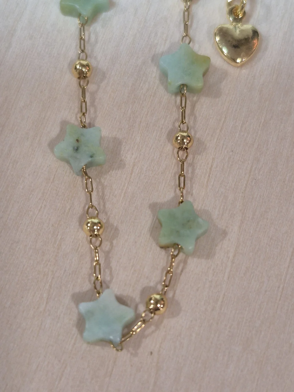 💚⭐️NEW💚⭐️ PRETTY!! SS Micro PaperClipGREEN OPAL FacetedNat. Stone Star Braclet
